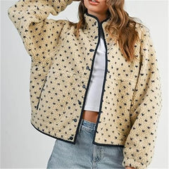 Dotted Fuzzy Zip Up Jacket