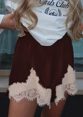 High Rise Pyjamas Satin Lace Trim Shorts