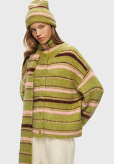 Green Striped Cardigan