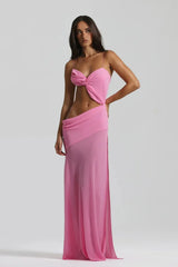Mesh Spaghetti Strap Cut Out Slit Long Dress