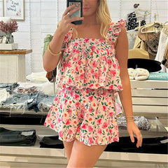 Floral Camisole with Shorts Pajama Set