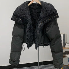 Faux Fur Parka Patchwork Padded Coat