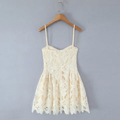 Lace Embroidered Spaghetti Strap Mini Dress