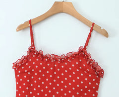 Red Polka Dot Strappy Midi Dress