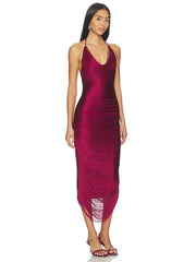 Halter Neck Tassel Fringe Midi Bandage Dress