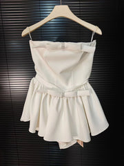 Strapless Diamond Bow Playsuit Mini Dress