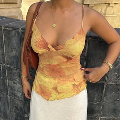 Tie Dye Print V Neck Crop Top