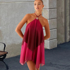 Gradient Halter Frill Mini Dress