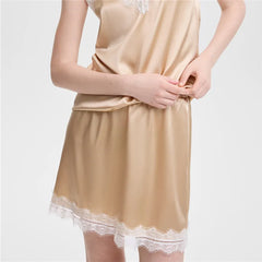 Lace Trim Lounge Satin Mini Skirt