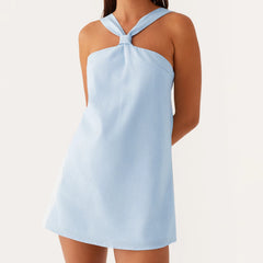 Printed Floral Halter Mini Dress