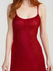 Knit Sheer Fringe Mini Dress