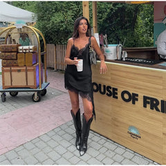 Satin Lace Patchwork Cami Mini Dress