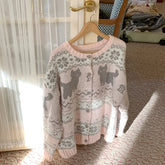 Pink Cat Knitted Cardigan