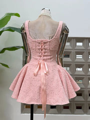 Tweed Bow Detail Sleeveless Flared Mini Dress