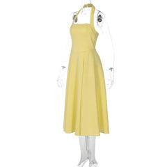 Solid Halter Midi Dress
