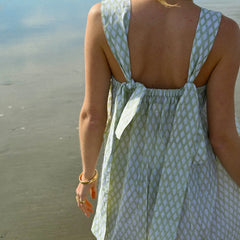 Floral Tie Square Neck Flare Mini Dress