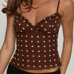 Polka Dot Cami Crop Top With Scarf