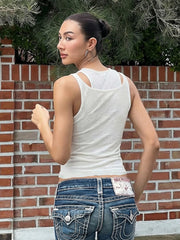 Sheer Double Strap Tank Top