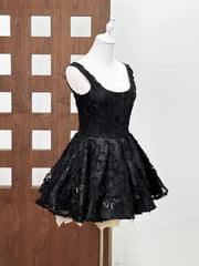 Flower Embroidery Jacquard Puffy A-line Mini Dress