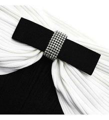 Ribbed Off-Shoulder Diamond Bow Dress