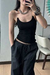 Ribbed Transparent Strap Tank Top
