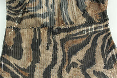 Sequin Halter Cowl Neck Leopard Print Maxi Dress