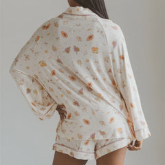 Printed Long Sleeve Tops with Shorts Sleepwear Set