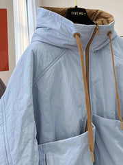 Hooded Drawstring Reversable Parka Jacket