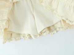 Elastic Waist Wave Rib Lined Knitted Mini Skirt