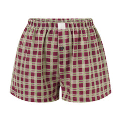 Elastic Waist Striped Plaid Print Shorts - Casual Knit