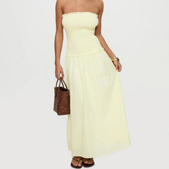 Yellow Smocked Tube Top