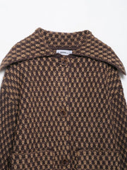 Kniited Pattern Button Up Plaid Cardigan
