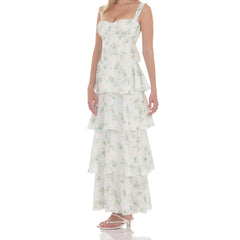 Flower Print Tiered Maxi Dress