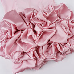 Pink 3D Ruffle Puff Mini Dress