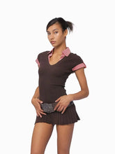 Short Sleeve Gingham Patchwork Knit Mini Dress
