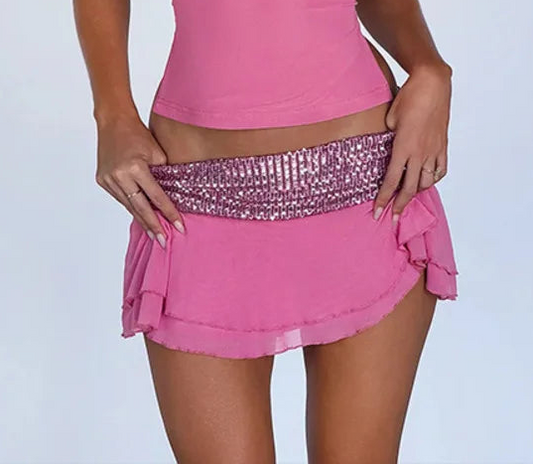 Sequin Trim Mini Skirt