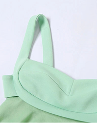 Green Mesh Spliced Mini Sling Dress
