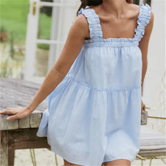 Blue Slip Short Dress