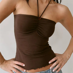 Strappy Tie Up Solid Tube Top