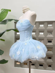 Strapless Flower Lace A-line Mini Dress