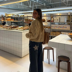 Star Print High Waited Jeans