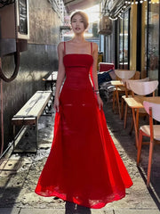 Red Strap Mesh Patchwork Maxi Dress