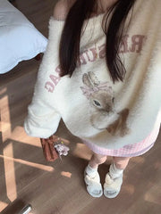 Rabbit Print Plush Sweater