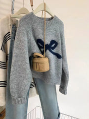 Bow Knitted Full Sleeves Sweater