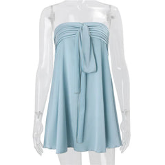 Satin Strapless Bow Tie Mini Dress