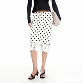 Lace Trimmed Patchwork Satin Midi Skirt