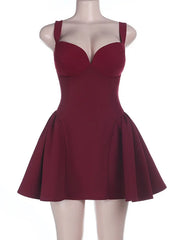 Solid Flare Strap Bustier Mini Dres