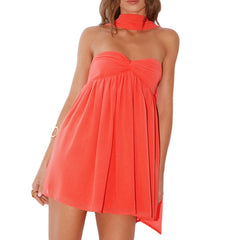 Babydoll Mini Tube Dress with Scarf