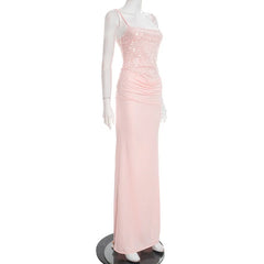 Spaghetti Strap Patchwork Maxi Dress