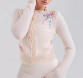 Apricot Embroidery Knit Cardigan